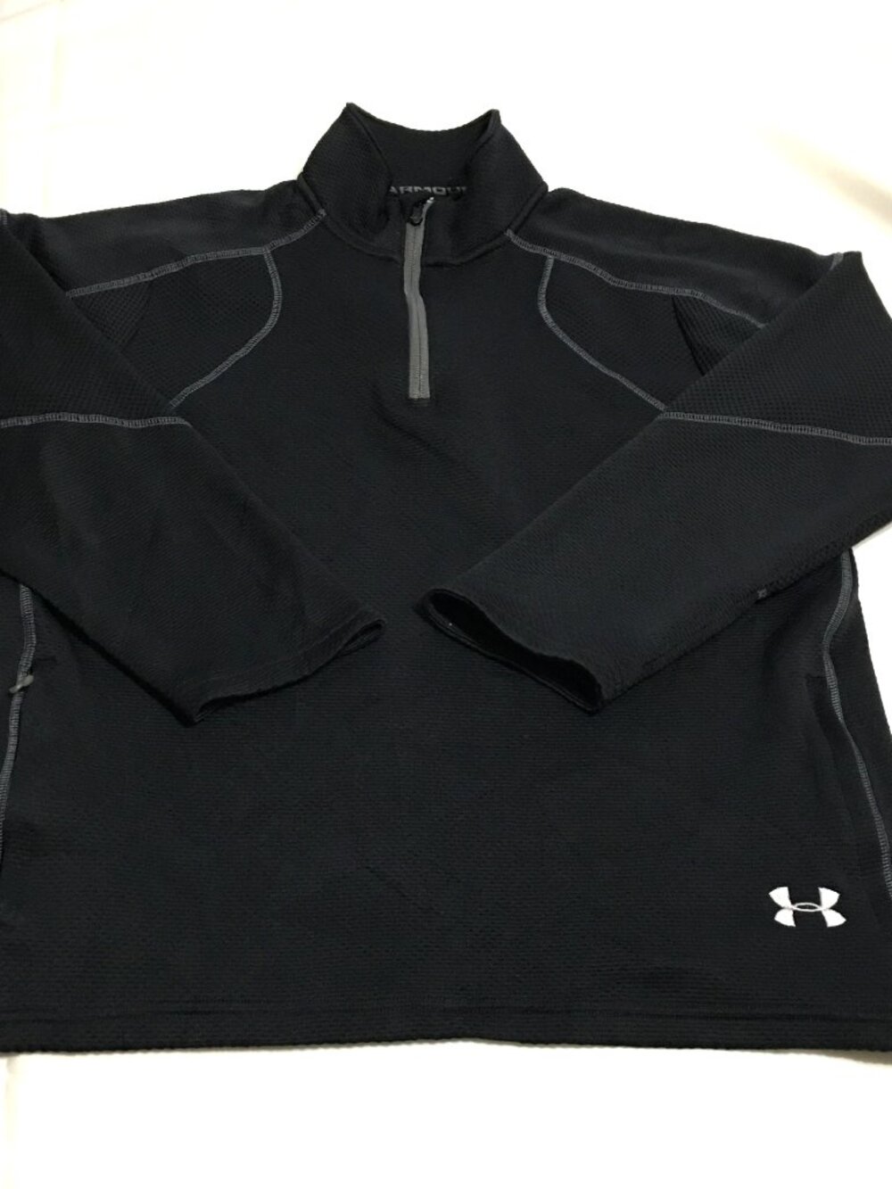 Under Armour 1/4 Zip Mock Neck Long Sleeve Shirt Men's Large Pullover Black